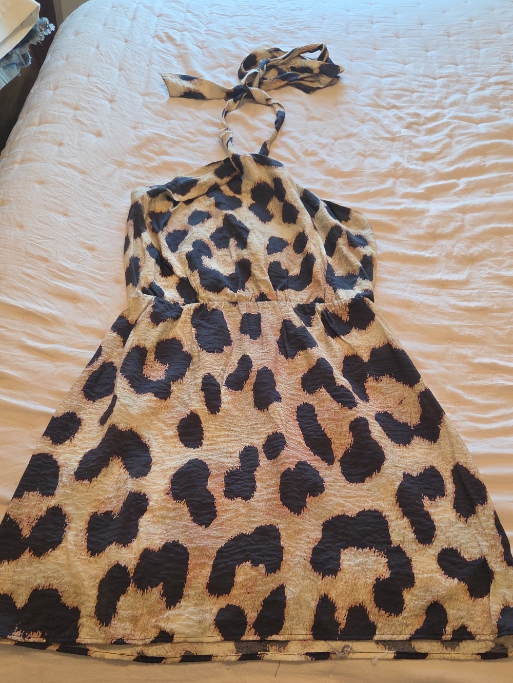 H&M Beige and Black Leopard Print Mini Dress